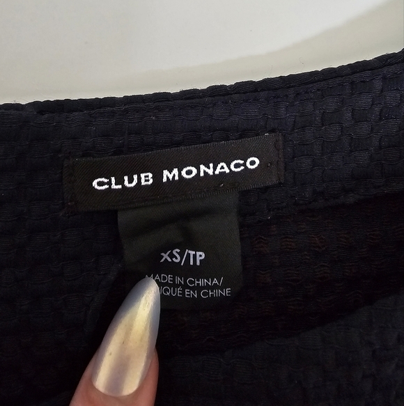 Club Monaco Xs Navy Boxy Ribbed Blouse - Picture 4 of 6